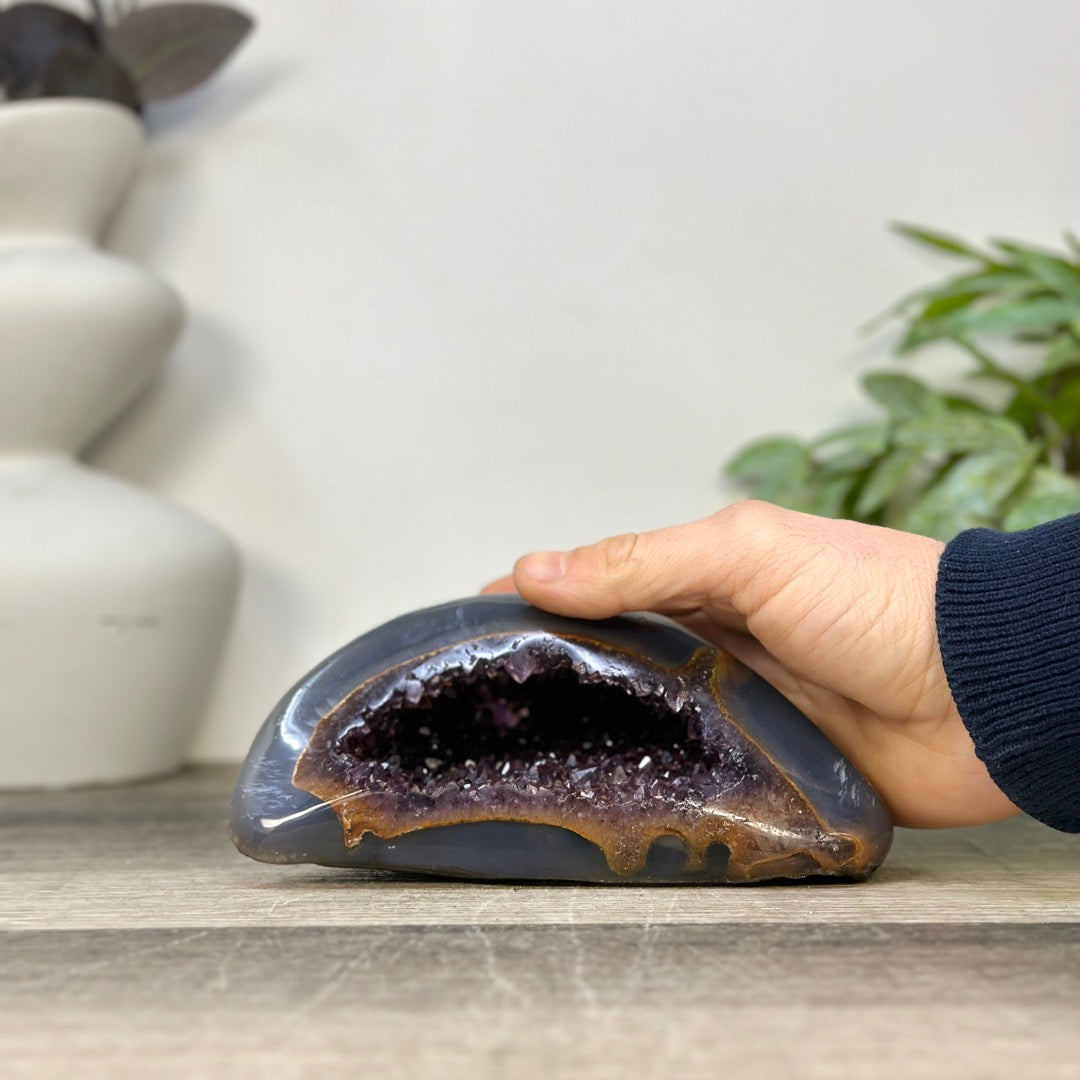 Amethyst &amp; Blue Agate Stone Geode - STGE0076