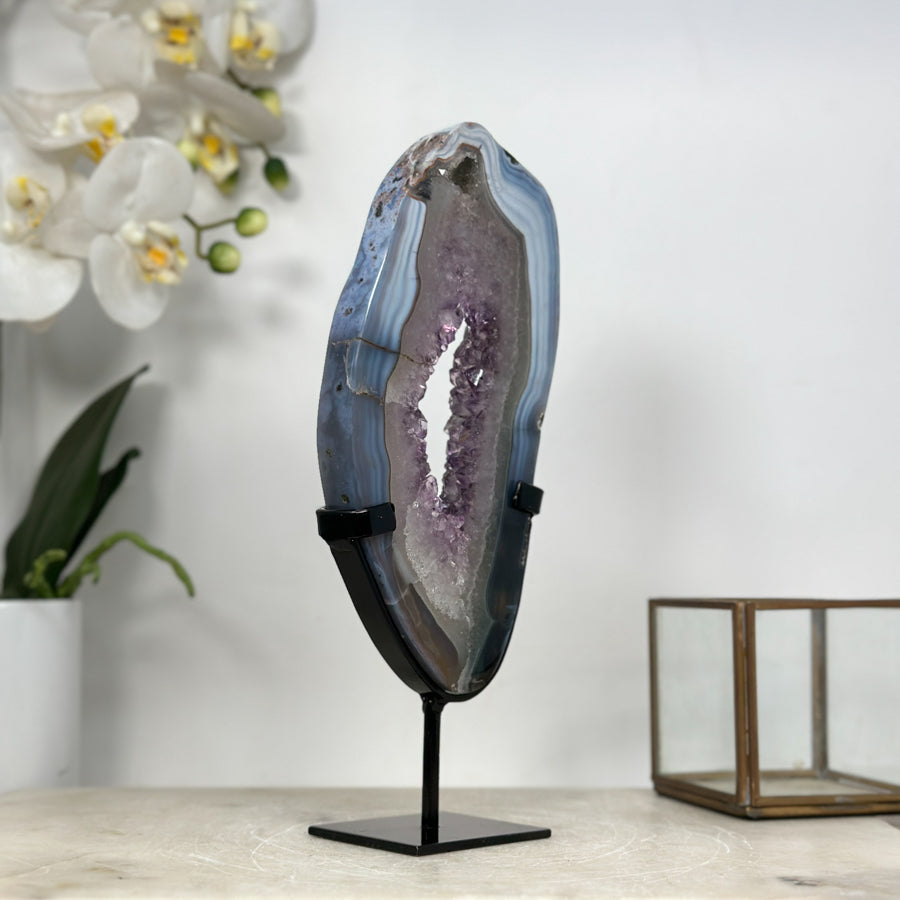 Blue Agate &amp; Amethyst Stone Portal Geode - MWS1950