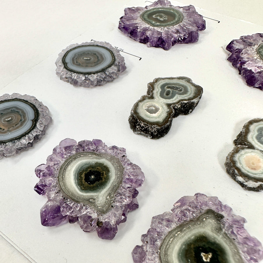 Unique Amethyst, Agate &amp; Jasper Stalactite Slices Set - Natural Crystal for Handmade Jewelry - STS0072