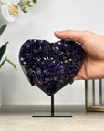 Top Quality Natural Amethyst Heart Carving with Metal Stand - HST0315