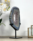 Blue Banded agate & Amethyst Stone Portal, Stand Included - MWS2322
