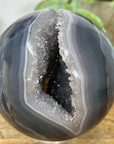 Banded Agate Sphere Geode with Quartz Druzy Crystal Interior - SPH0181