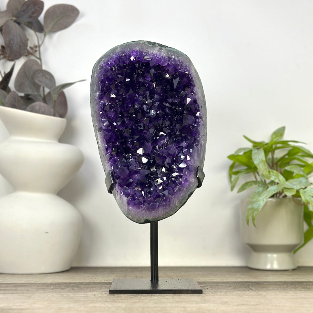 Natural A Grade Amethyst Cluster with Stand - MWS3394