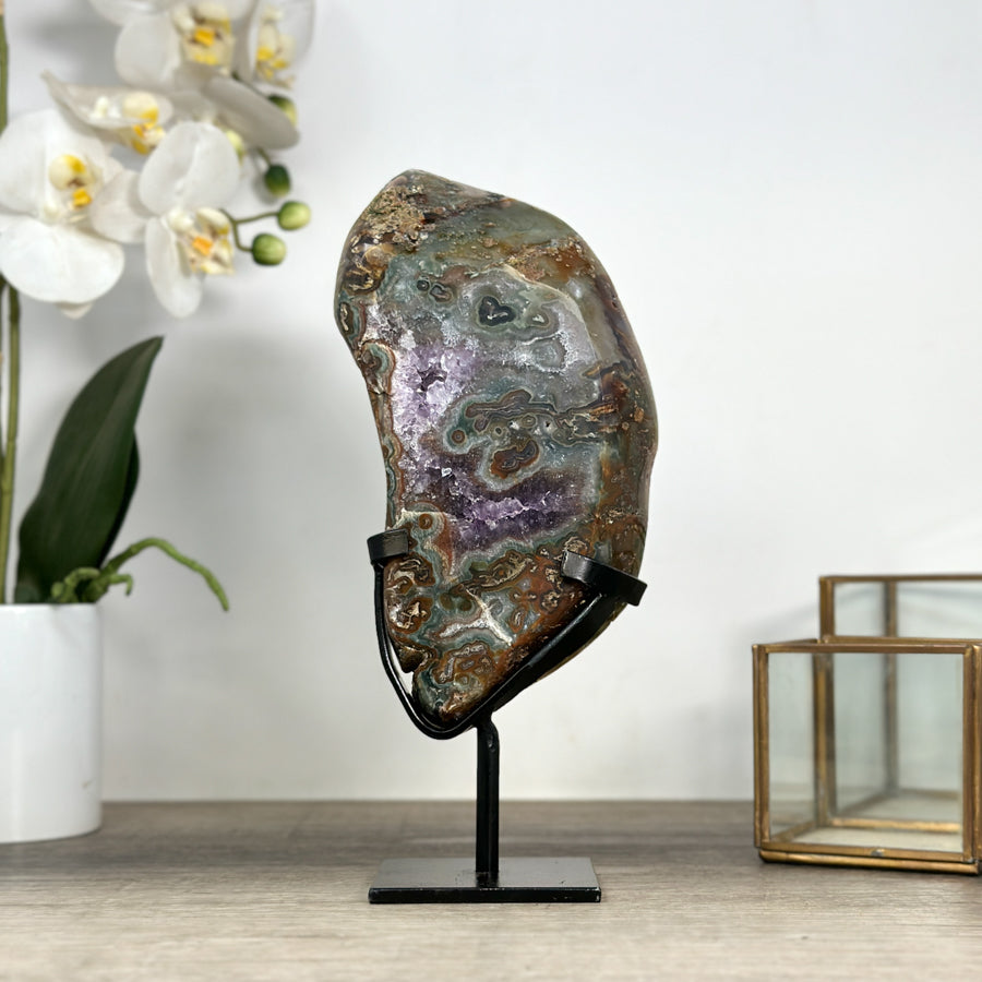 Amethyst &amp; Green Jasper Stone Slice - MWS2241