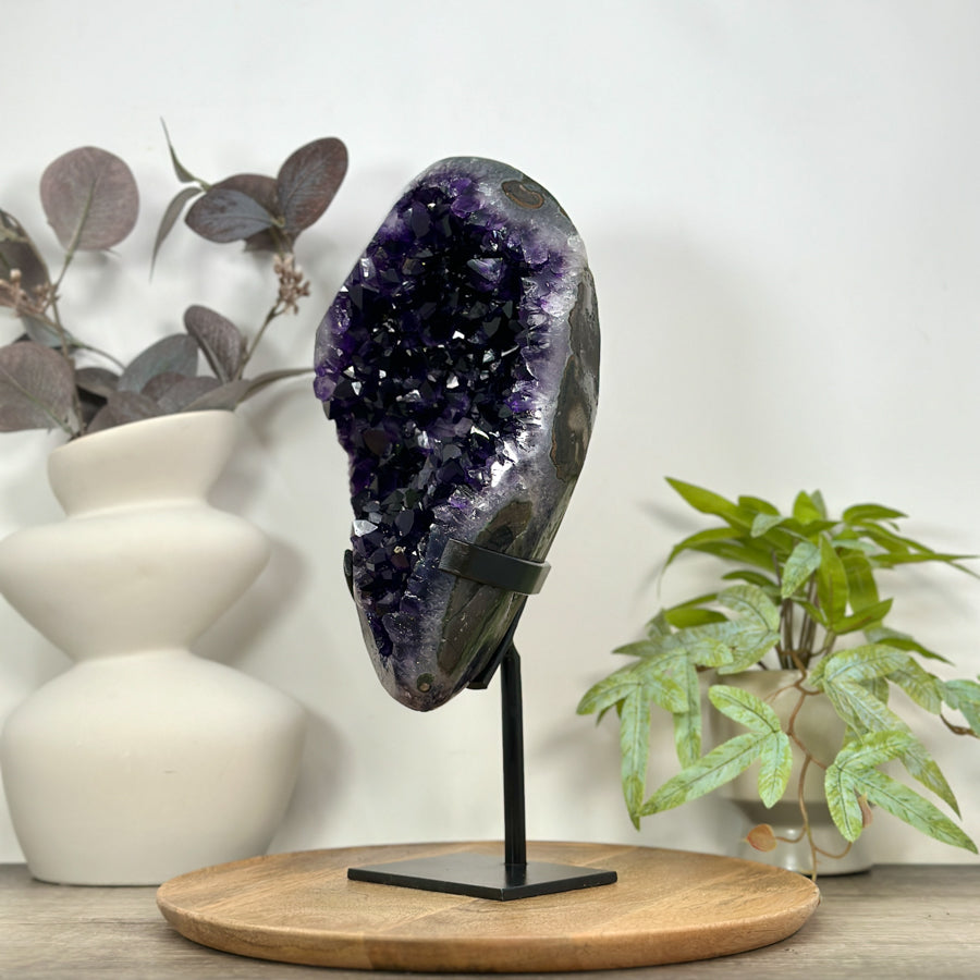 Natural Amethyst Crystal Specimen with Huge Deep purple Crystals - MWS3124