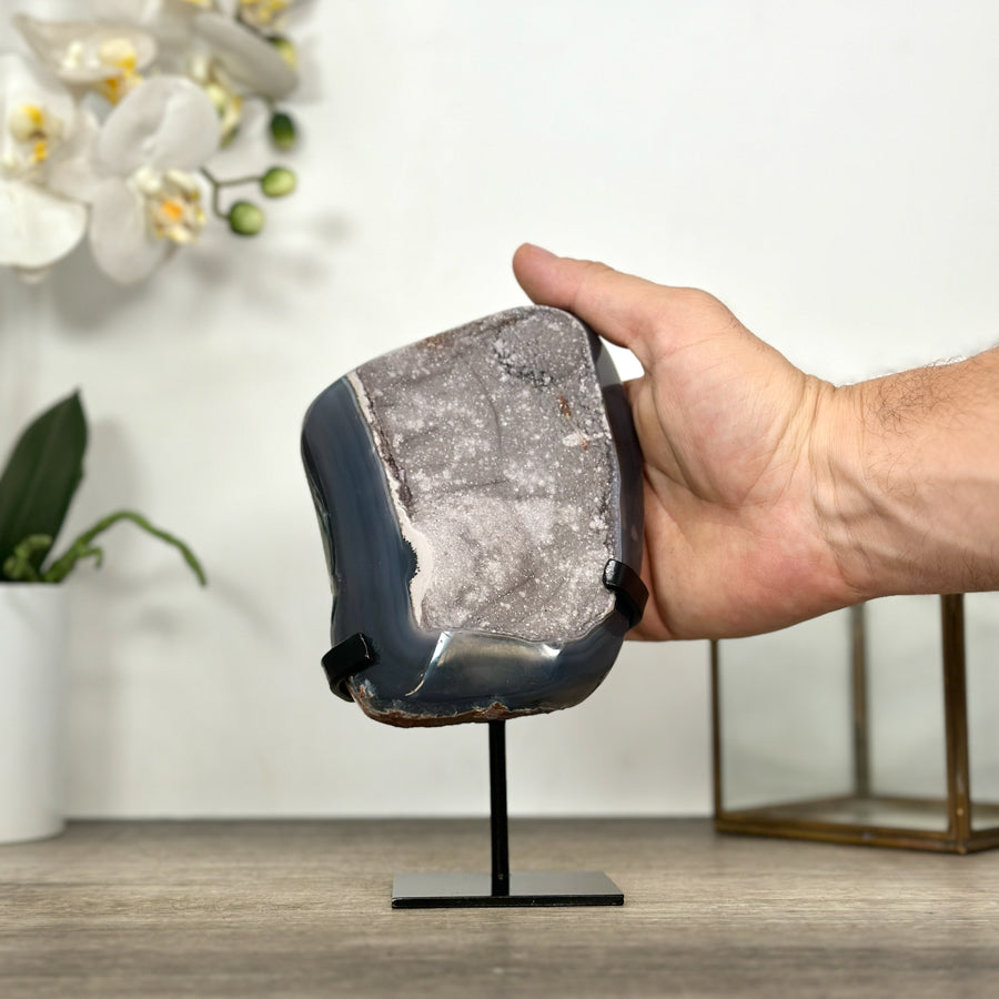 Natural Uruguayan Agate Geode with Druzy Interior - MWS3017
