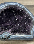 Natural Amethyst Druzy & Blue Banded Agate Stone Geode - STGE0018