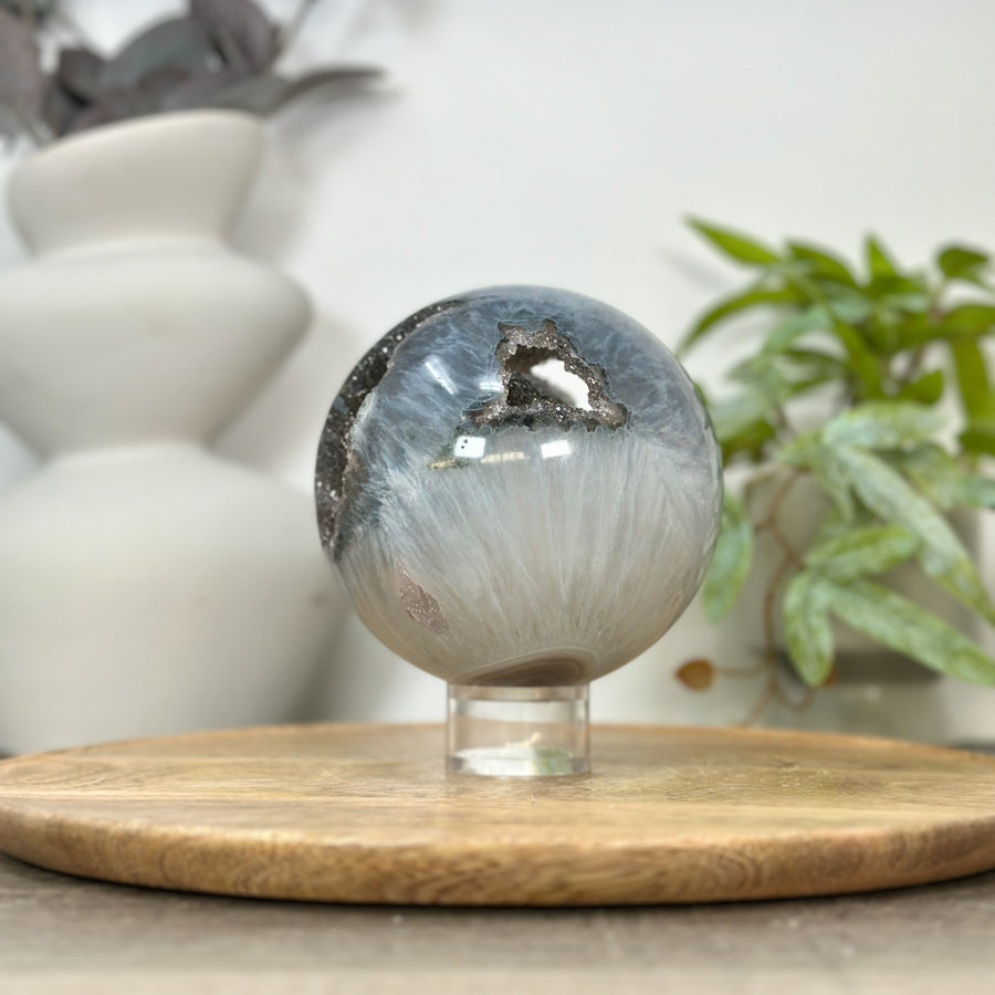 Natural Green Quartz Druzy Sphere Geode - SPH0185