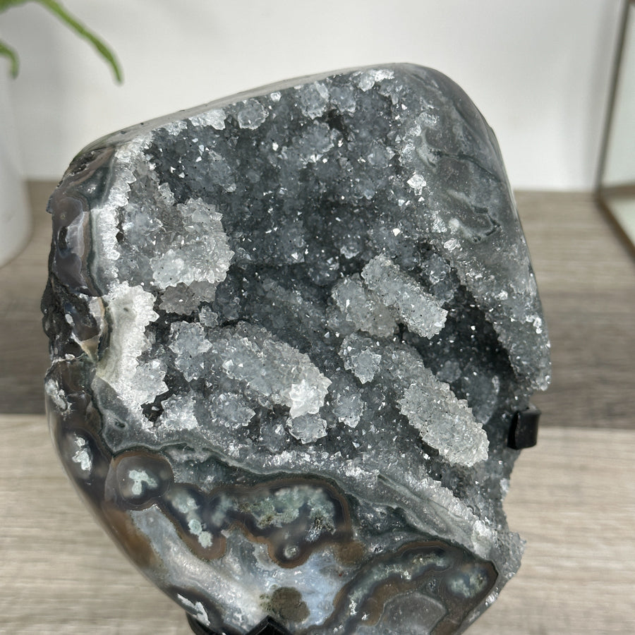 Gray Quartz Crystal Geode Specimen - MWS2689
