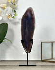 Agate Slice on Stand with Natural Amethyst Druzy Center - MWS2901