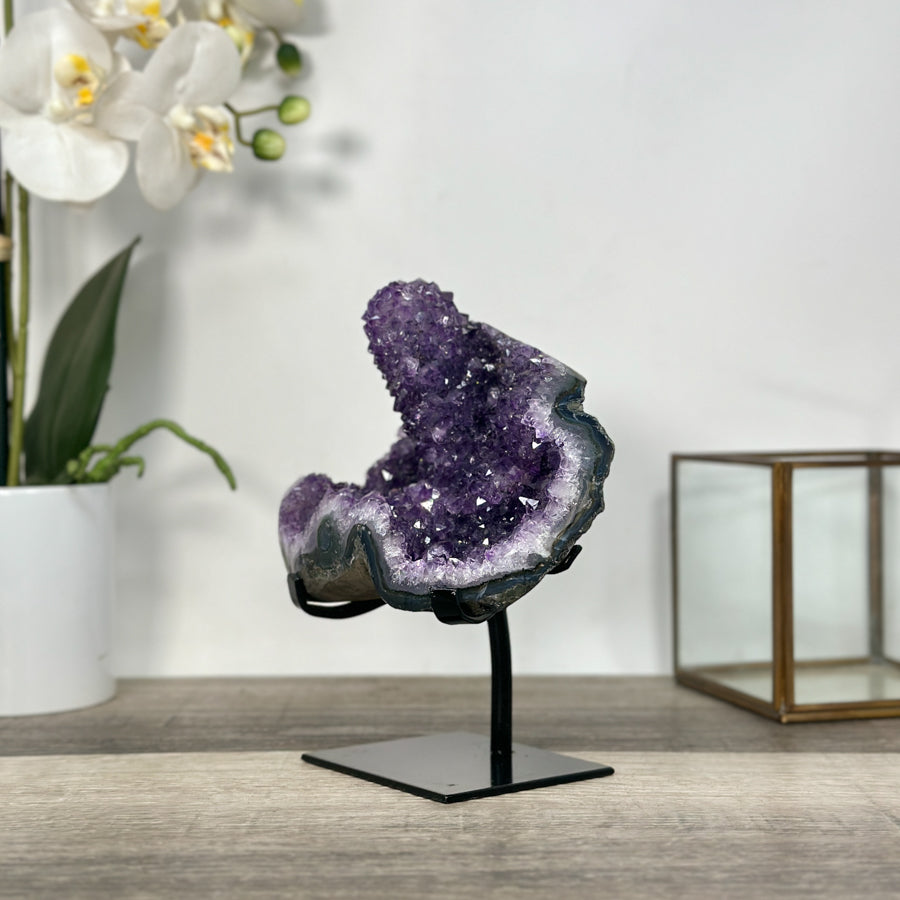 Amethyst Crystal Cluster on Stand – Stalactite Mineral Specimen for Collector Display - MWS2686