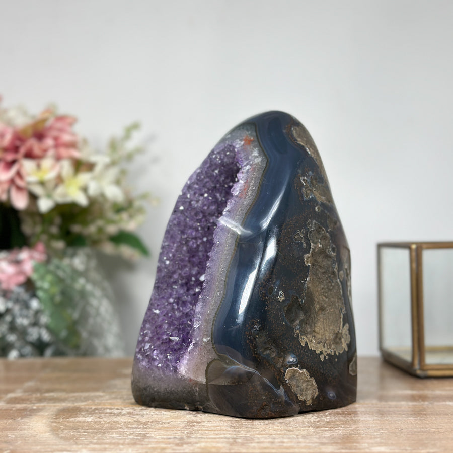 Unique Large Amethyst &amp; Agate Cathedral Geode - CBP1079