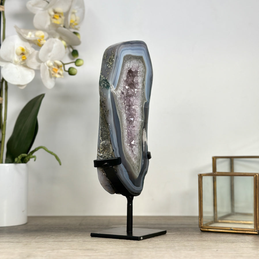 Large Blue Banded Agate Stone Slice - MWS2242