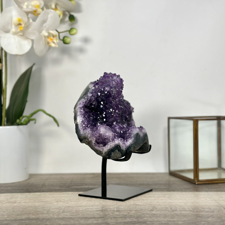 Amethyst Crystal Cluster on Stand – Stalactite Mineral Specimen for Collector Display - MWS2686