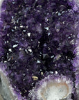 Large Deep Purple Amethyst Geode with Agate Shell and Metal Stand – Ideal Crystal Display - MWS2714