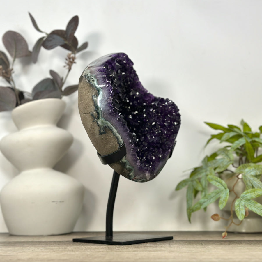 Natural Uruguayan Amethyst Cluster with Green Jasper Shell - MWS3195