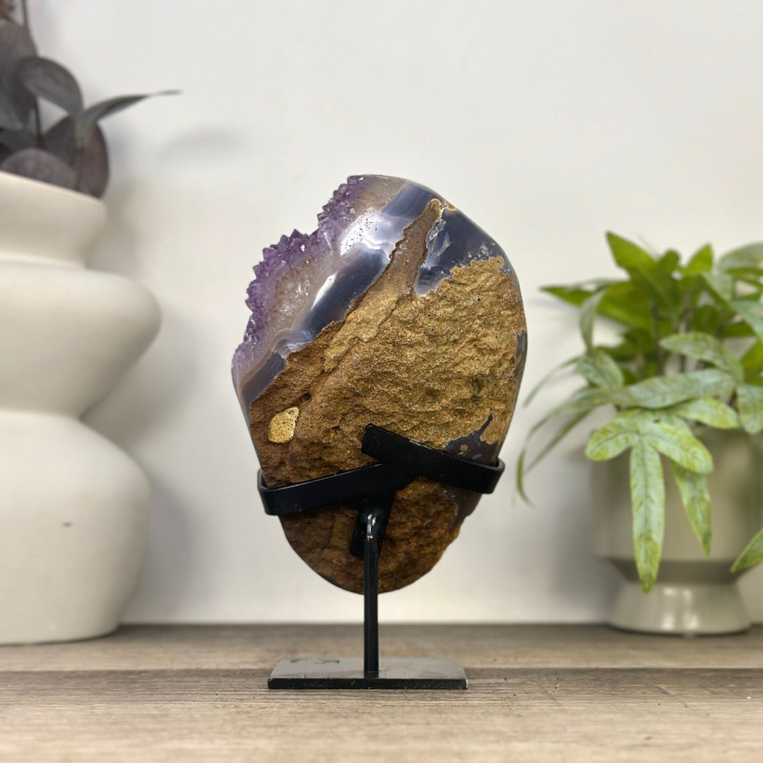 Natural Amethyst Stone with Agate Shell from Uruguay - MWS3346