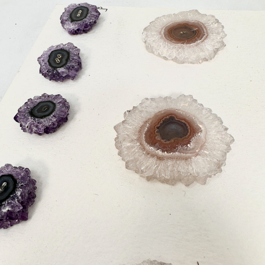 Unique Quartz, Amethyst, Agte &amp; Green Jasper Stalactite Slices Set - Natural Crystal for Handmade Jewelry - STS0054