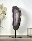 Large Amethyst & Agate Slice on Stand - Crystal Display for Home Decor - MWS2672