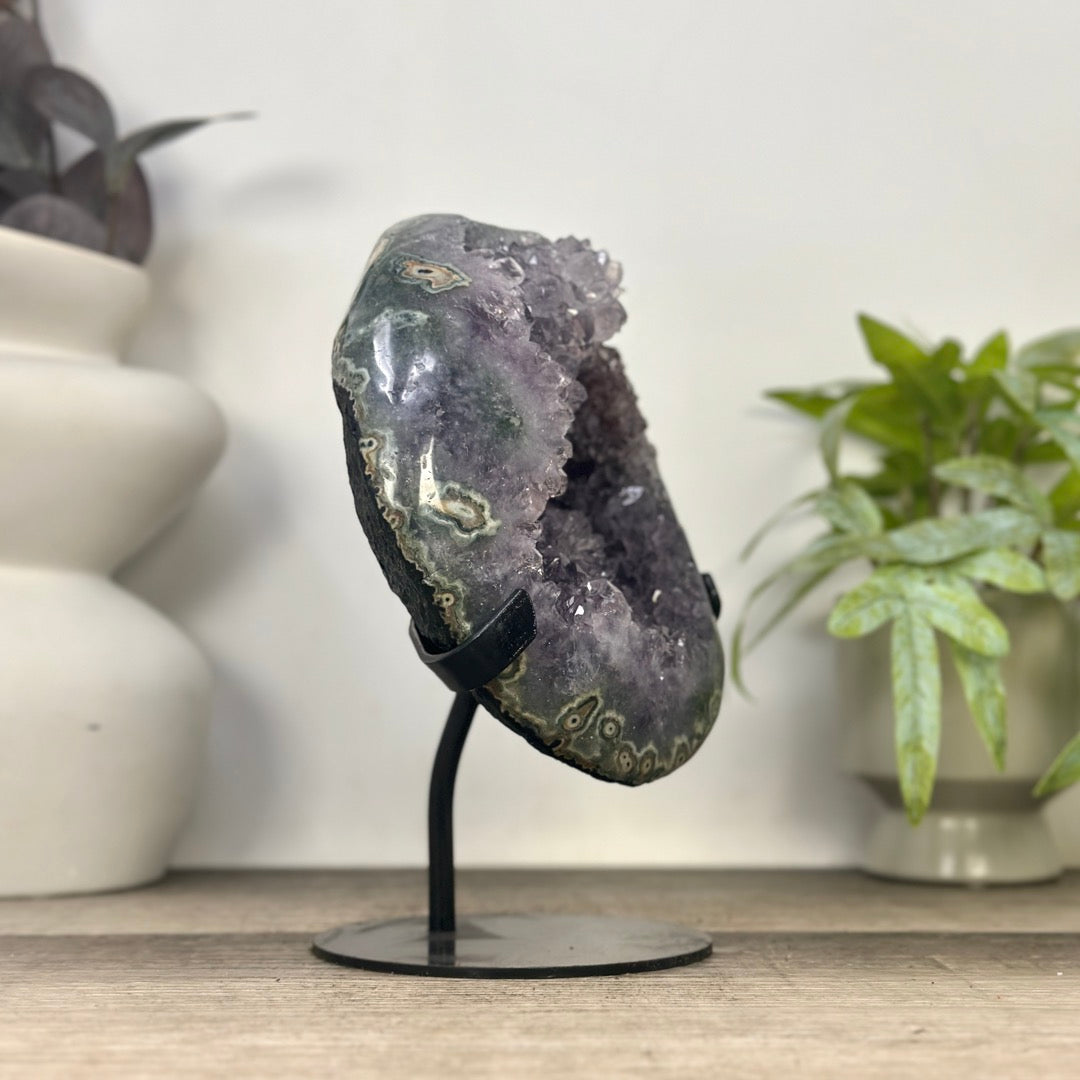 Large Amethyst Geode with Stunning Green Jasper Shell - MWS3343