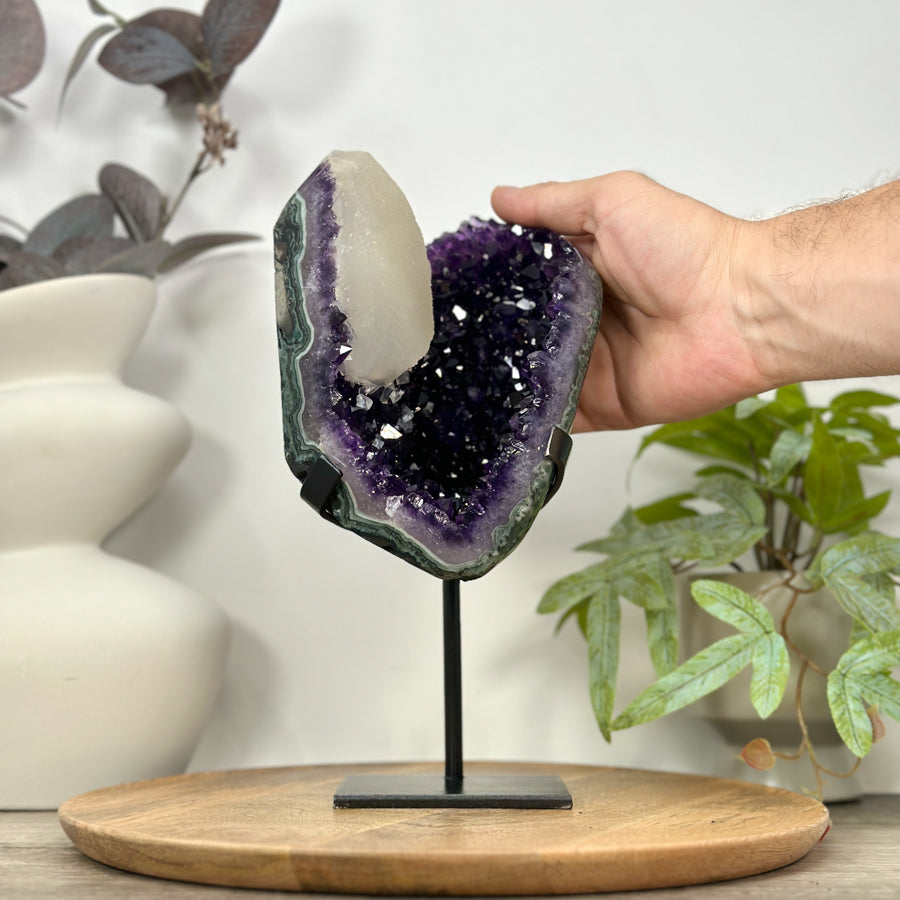 Natural Amethyst Cluster with Large Calcite Specimen - MWS3112