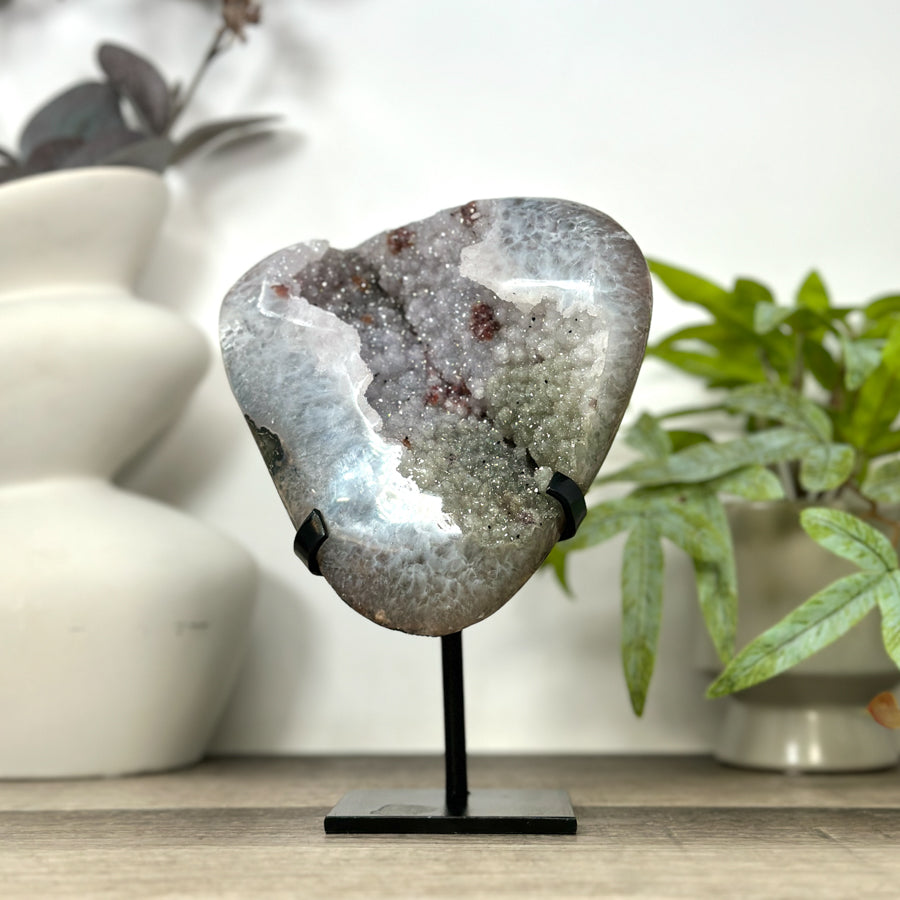 Natural Green Tone Sugar Quartz Specimen - Stand Included - MWS3159