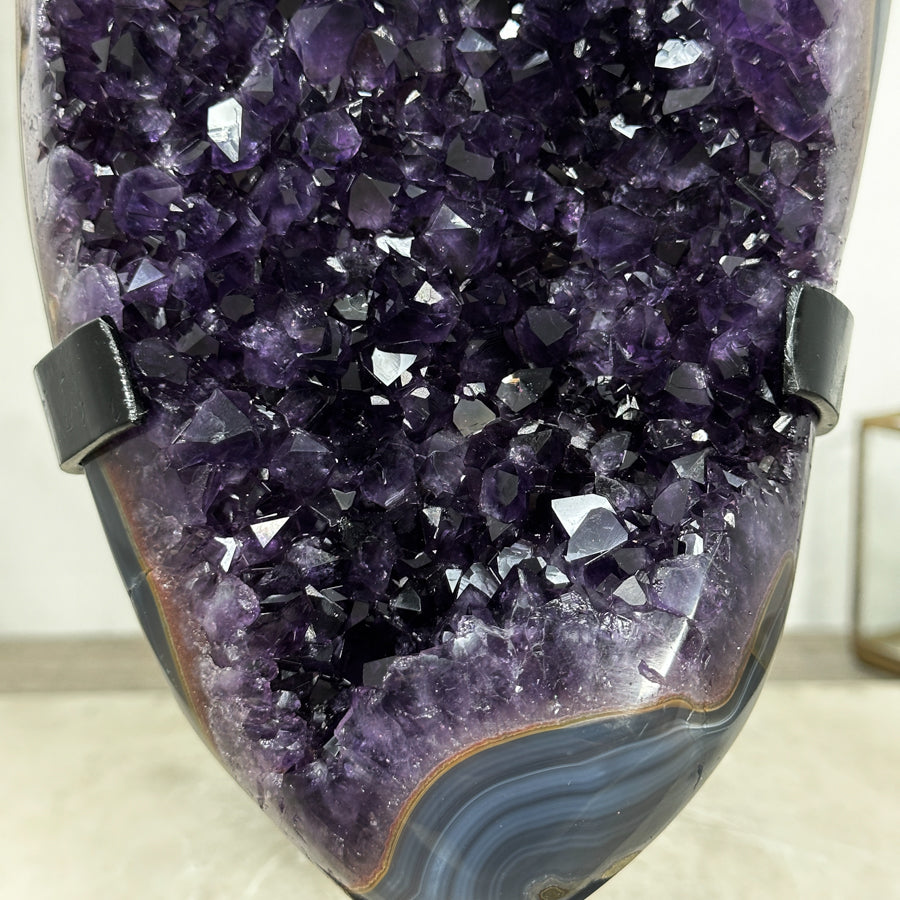 A+ Grade Natural Amethyst Formation with Blue Agate Shell - MWS1883