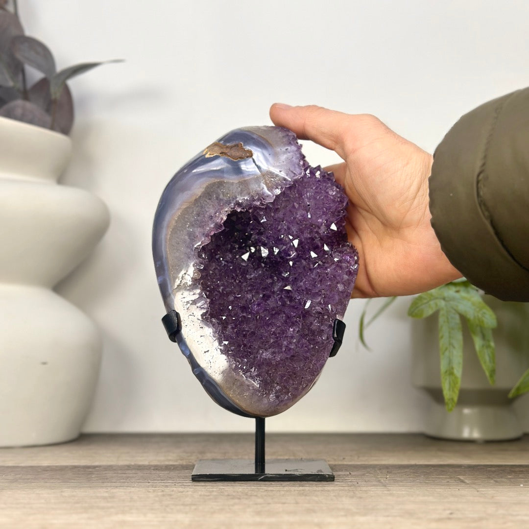 Natural Amethyst Stone with Agate Shell from Uruguay - MWS3346