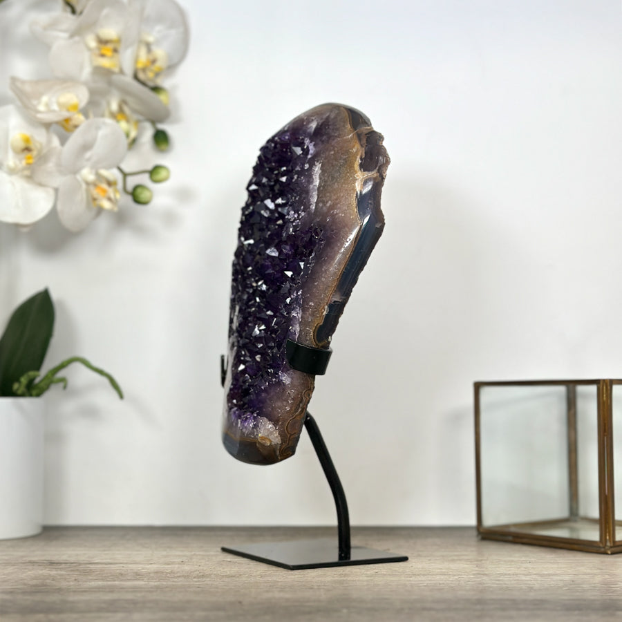 Natural Amethyst &amp; Agate Stone on Stand - MWS3024