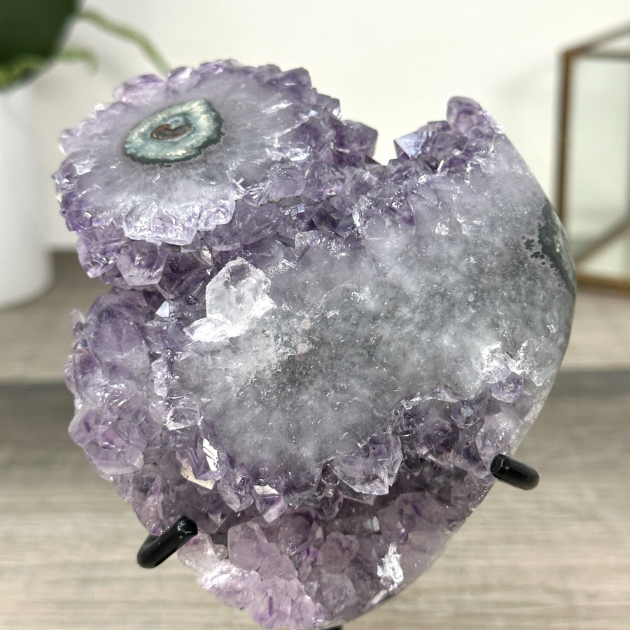Amethyst Crystal Cluster on Stand with Light Purple Druzy - MWS2883