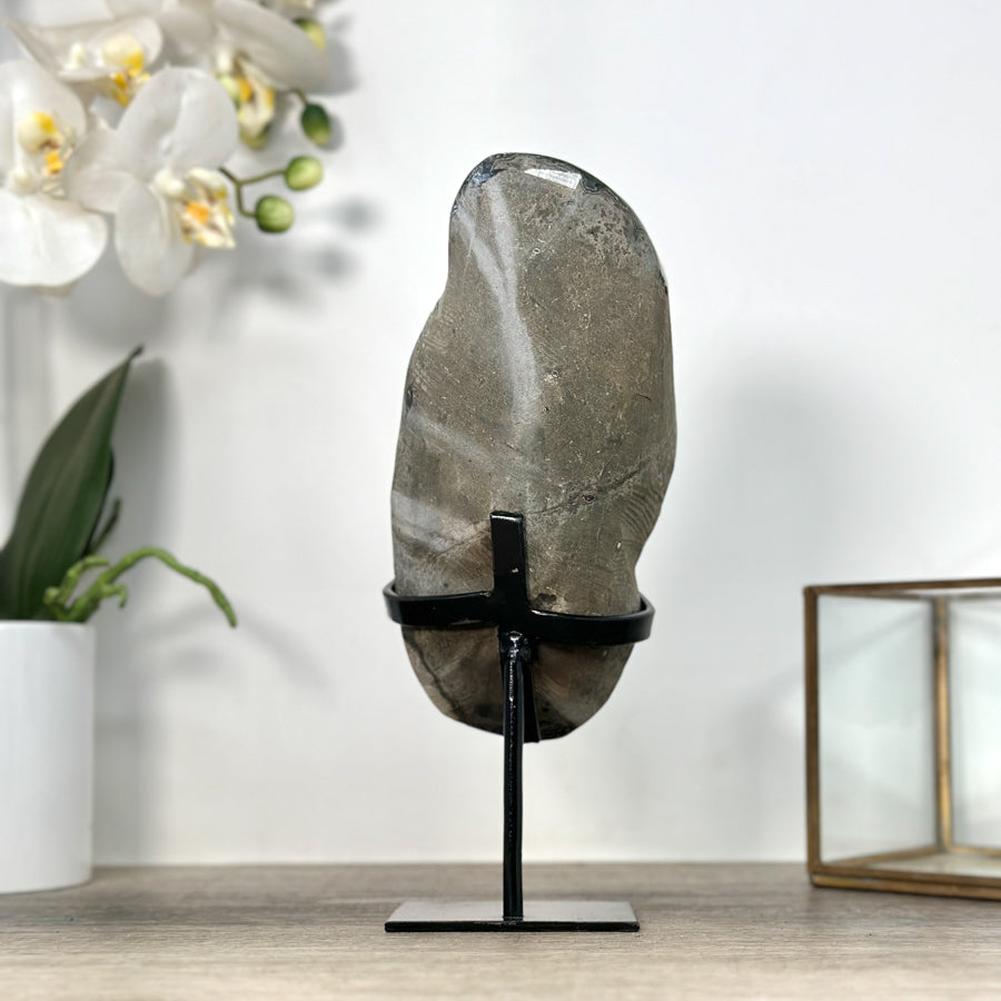 Natural Amethyst Crystal with Stalactite Formations, Metal Stand Included - MWS2553