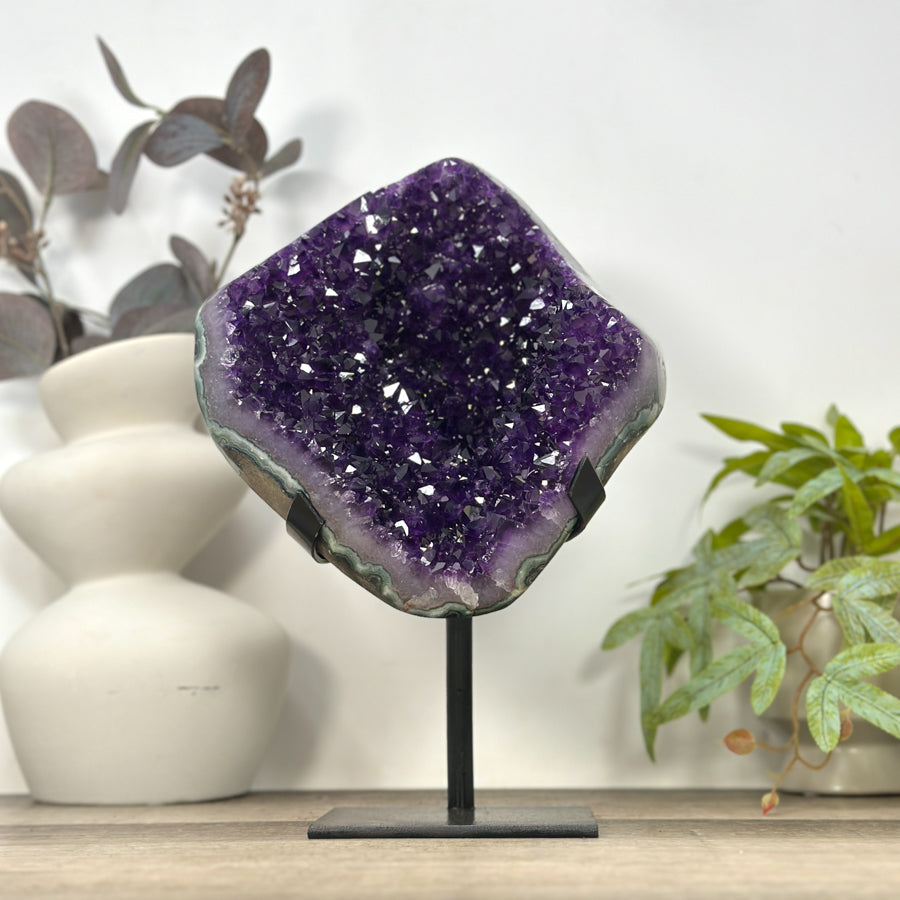 Natural Uruguayan Amethyst Cluster with Green Jasper Shell - MWS3195