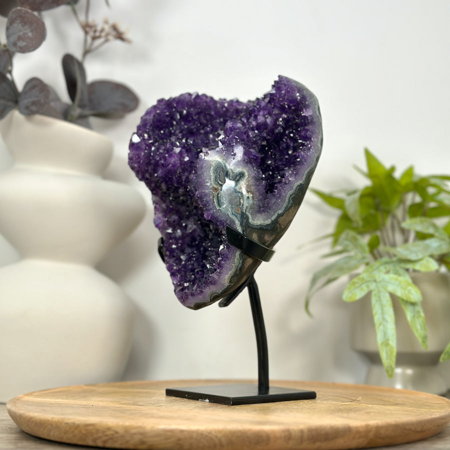 Premium Quality Amethyst Crystal Cluster – Natural Specimen on Stand - MWS3057
