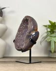 Natural Agate & Amethyst Natural Cave - Handmade Metal Stand Included - MWS3344