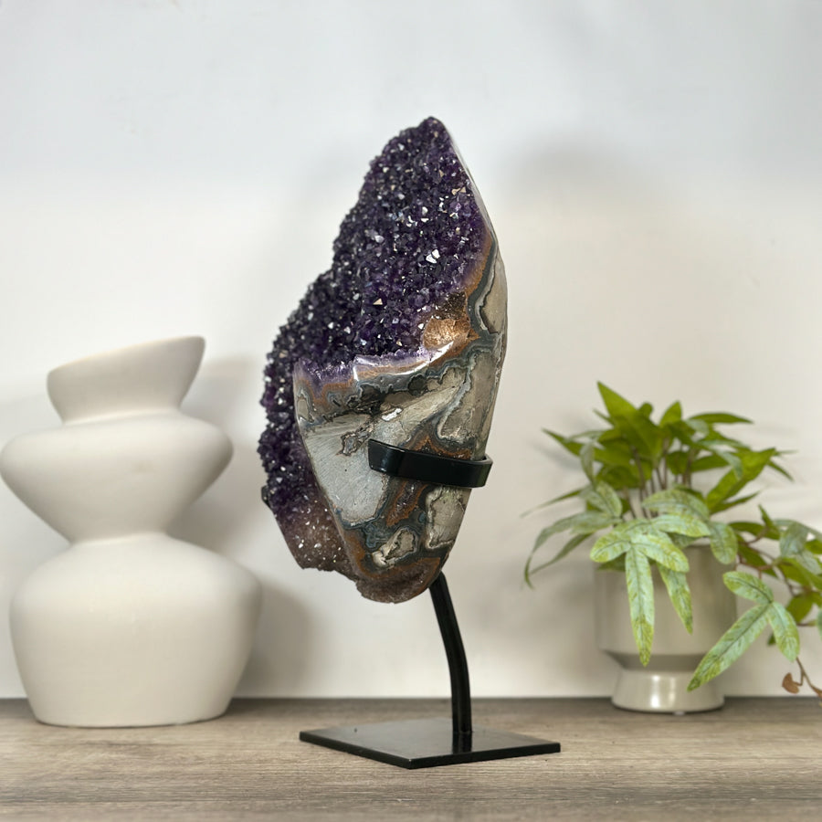 Huge Natural Bicolor Amethyst Cluster - Stand Included - MWS3041