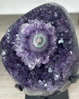 Deep Purple Amethyst Geode With Eye Formations on Metal Stand - MWS2763