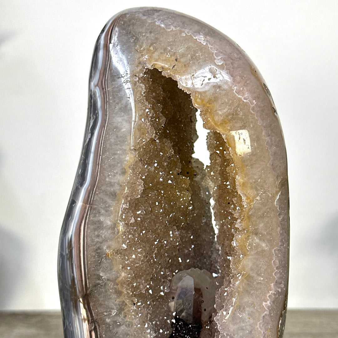 Natural Uruguayan Quartz Geode with Calcite formation Statement Piece - CBP1435