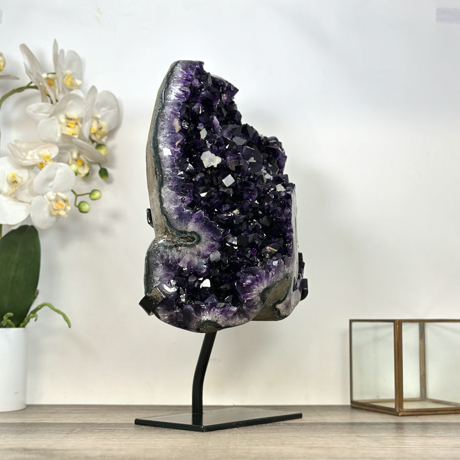 Huge Uruguayan Natural Amethyst Specimen on Metal Stand - MWS2968