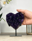 Natural Deep Purle Amethyst Stone Heart Stone - Stand Included - HST0312