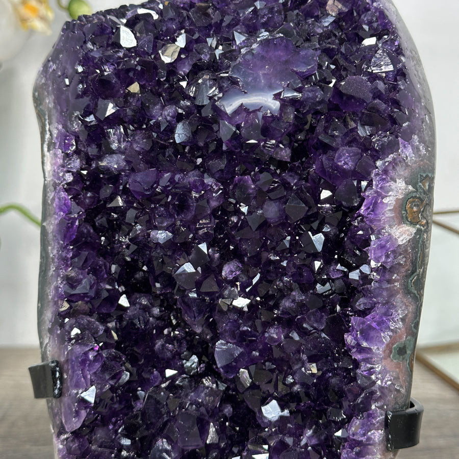 Top Grade Amethyst Cluster on Metal Stand – Stunning Crystal Piece for Office Decor - MWS2704