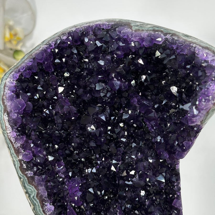 Deep Purple Amethyst Cluster with Green Jasper Matrix - Stand included - MWS2754