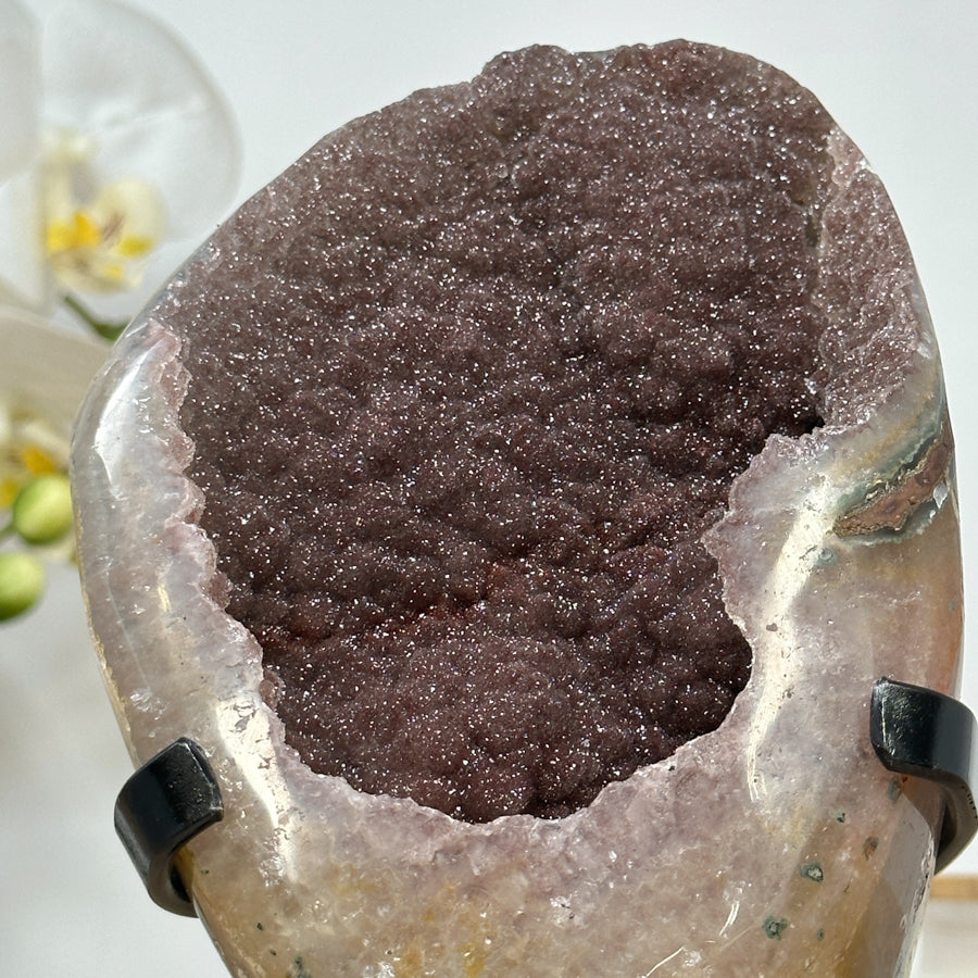 Beautiful Rose Tone Sugar Druzy Geode - MWS1462