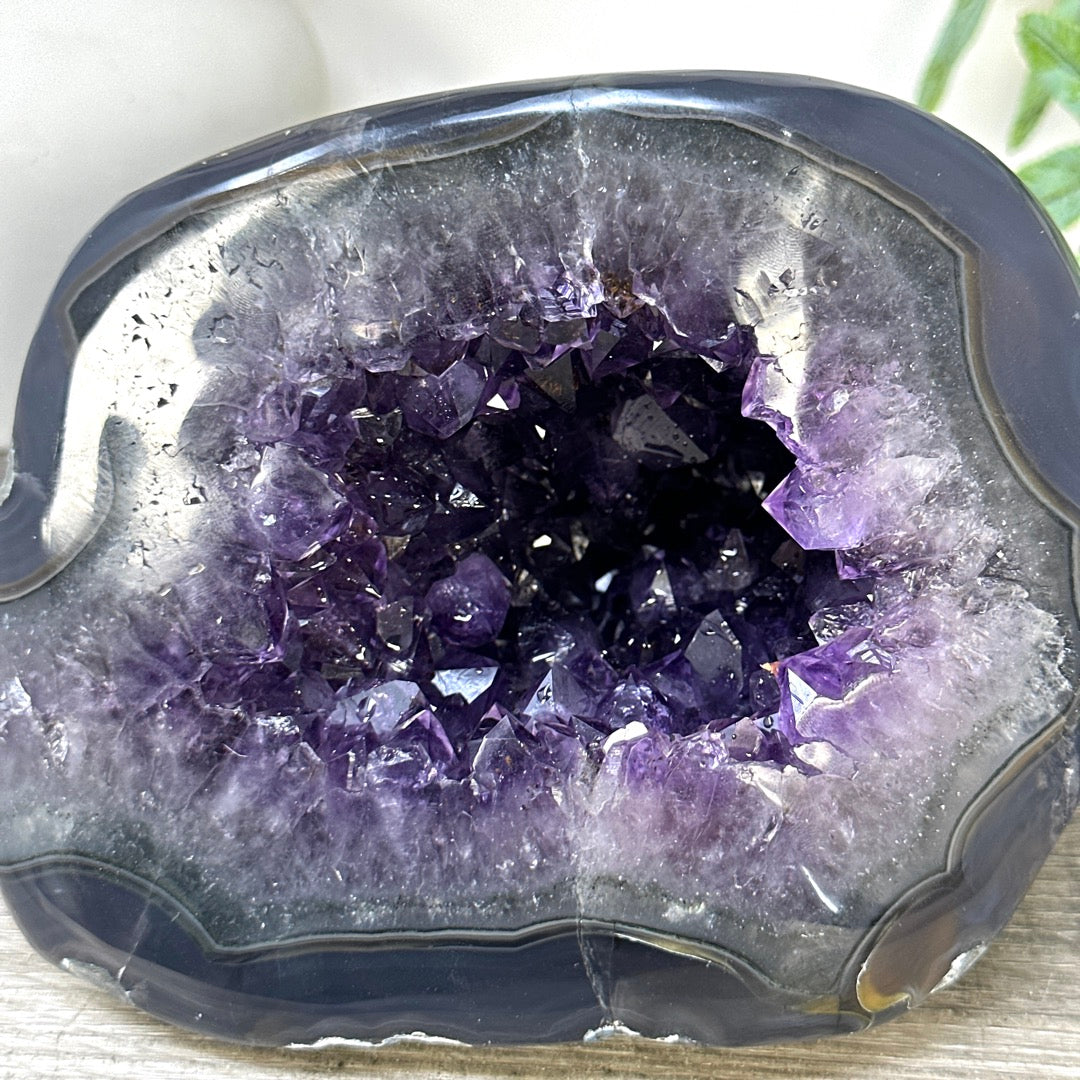 Huge Amethyst &amp; Agate Geode with Handpolished Shell - STGE0083