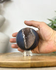 Banded Agate & Druzy Sphere Geode with Crystal Formation - SPH0226