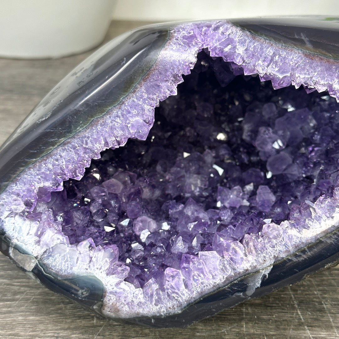 Uruguayan Amethyst geode with agate Shell - STGE0044