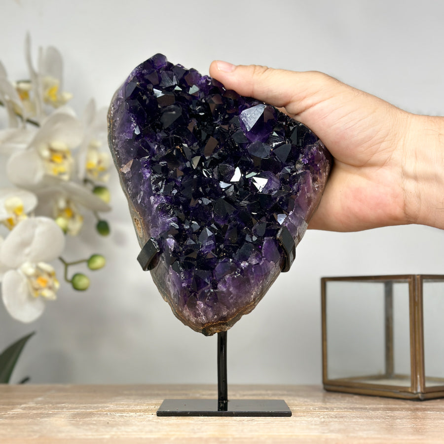 AAA Natural Amethyst Crystal Specimen with Metal Stand - MWS1936