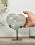 Natural Quartz Stone Heart Carving with Stand - HST0339