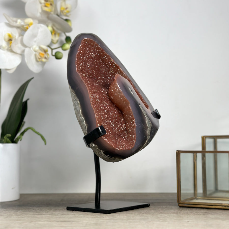 Outstanding Natural Orange Quartz Druzy &amp; Agate Specimen - MWS2222