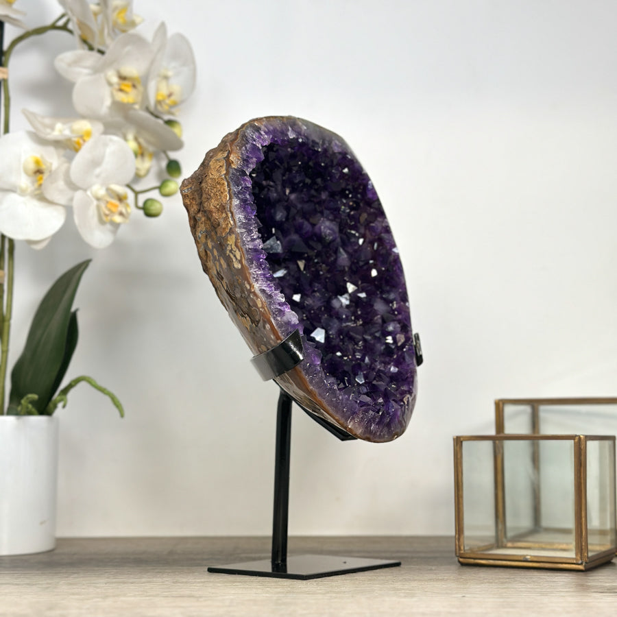Natural Amethyst Geode with Deep Purple Crystals