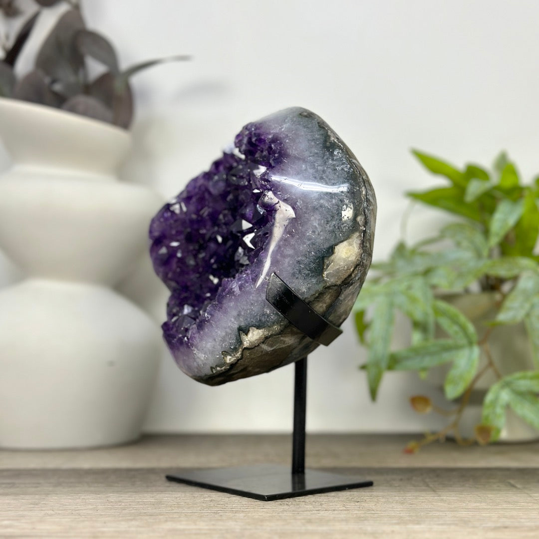 Amethyst Geode on Metal Stand with Unique Shinny Crystals - MWS3312